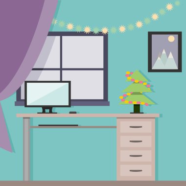 Yeni yıl oda düz bir tasarım