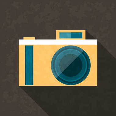 Uzun gölgeli düz biçim, kamera vektör resimleme.