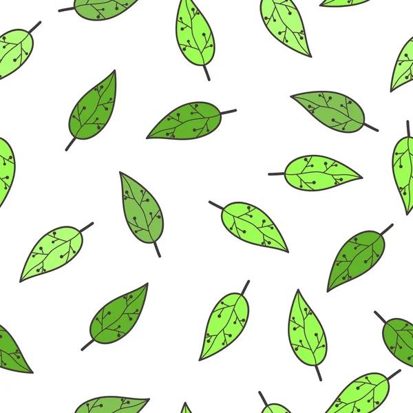 Zelené listy bezešvých textur, pozadí — Stockový vektor