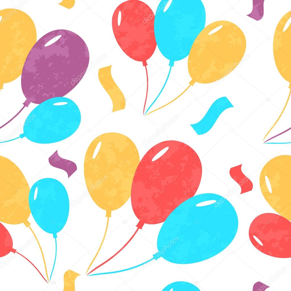 Seamless background with colored flying balloons