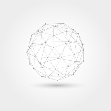 Vektör soyut teknoloji illüstrasyon, perspektif geometrik alışılmadık asimetrik tel kafes nesnesi