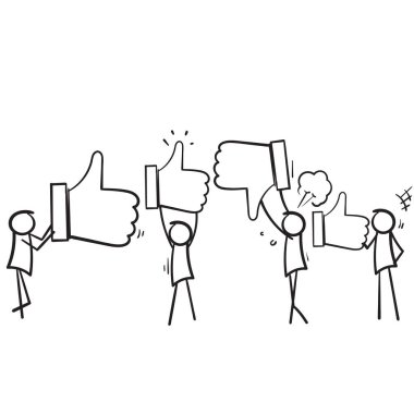 Elle çizilmiş başparmak simgesi Müşteri Değerlendirme derecesi gibi ve sevilmeyen. İnsanlar değerlendirme ve geri bildirim veriyor. karala