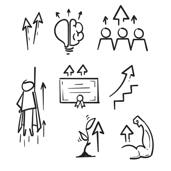 Håndtegnet Simpelt Sæt Personlig Vækst Relaterede Vektorlinjeikoner Doodle Stil Vektor – Stock-vektor