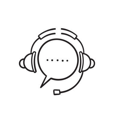 Destek servisi simgesi için el çizimi simgesi, yardım hattı müşteri tavsiyesi, çağrı merkezi yardımı. izole