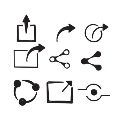 El çizimi karalama biçiminde Paylaşım simgesinin kümesi