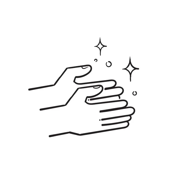 Mão Desenhada Limpo Brilhante Mãos Ícone Cuidado Higiene Para Mão — Vetor de Stock