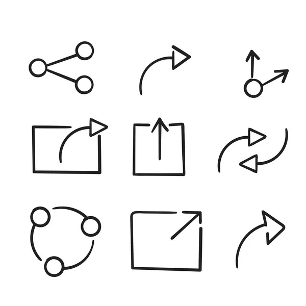 手書きのドアスタイルで共有アイコンのセット — ストックベクタ