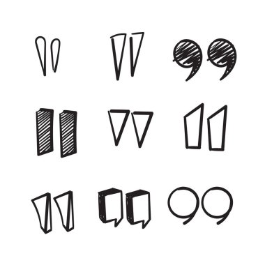 El çizimi karalama tırnak işareti resimleme vektörü izole