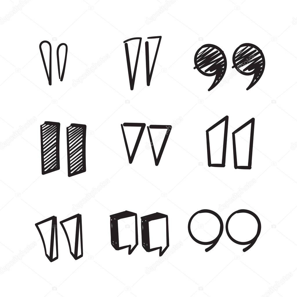 Hand drawn doodle quotation mark icon illustration vector isolated