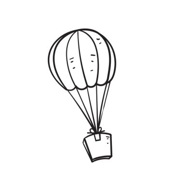 El çizimi karalama paraşüt paket resimleme simgesi beyaz üzerine izole