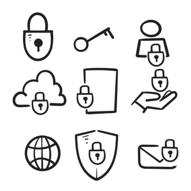 Karalama biçimi vektörü izole edilmiş el çizimi veri koruma simgesi