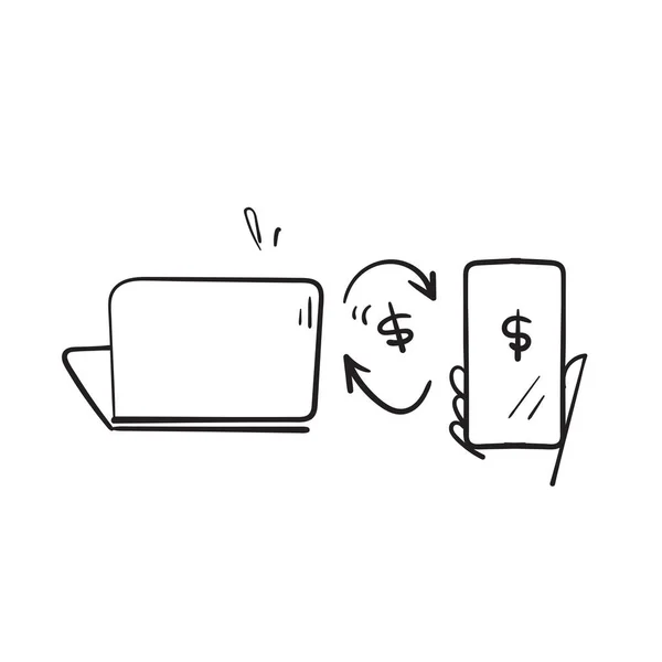 Ζωγραφισμένα Στο Χέρι Doodle Ψηφιακό Διάνυσμα Εικονογράφηση Online Συναλλαγών — Διανυσματικό Αρχείο