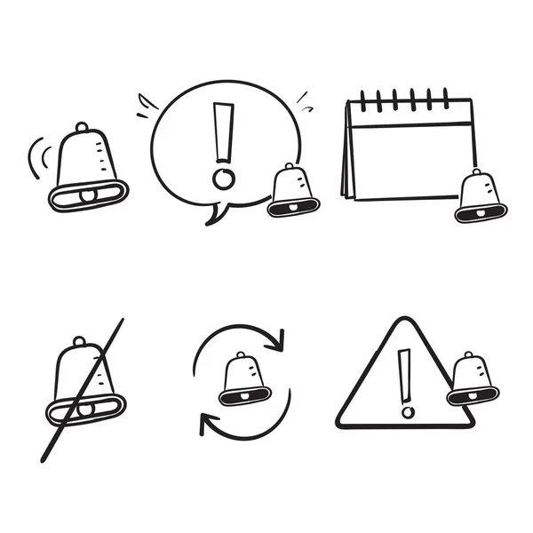 Handgetekende Doodle Eenvoudige Set Van Kennisgeving Gerelateerde Vectorlijn Pictogrammen Geïsoleerd — Stockvector