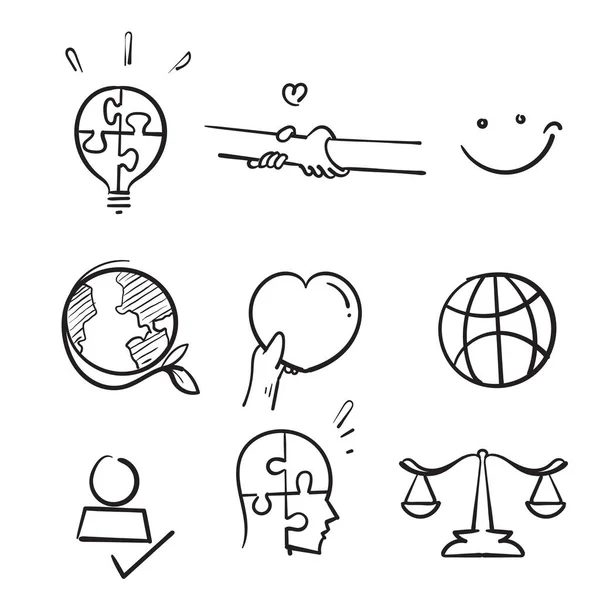 Håndtegnet Doodle Industri Ikon Illustration Symbol Samling Isoleret – Stock-vektor