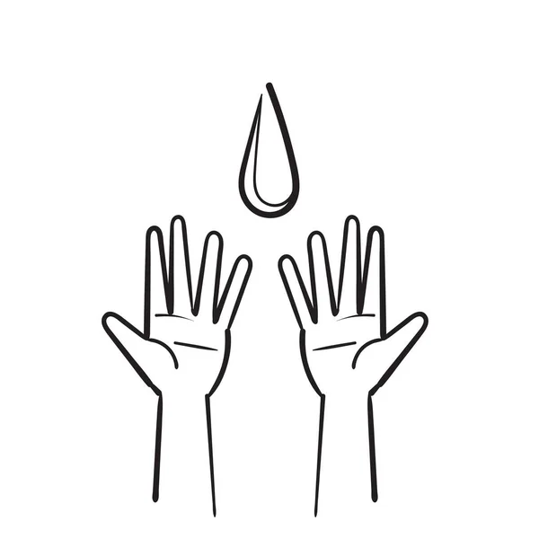 Handgezeichnetes Doodle Das Hände Mit Wasser Wäscht Den Illustrationsvektor Sauber — Stockvektor