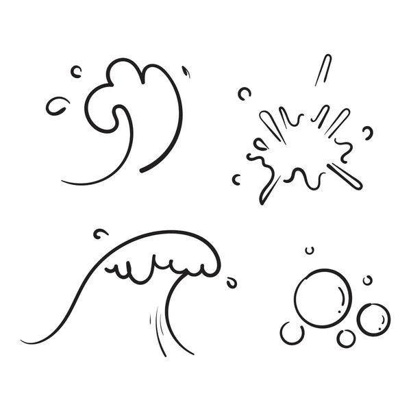 Mano Disegnato Doodle Oceano Spruzzi Acqua Illustrazione Vettore — Vettoriale Stock