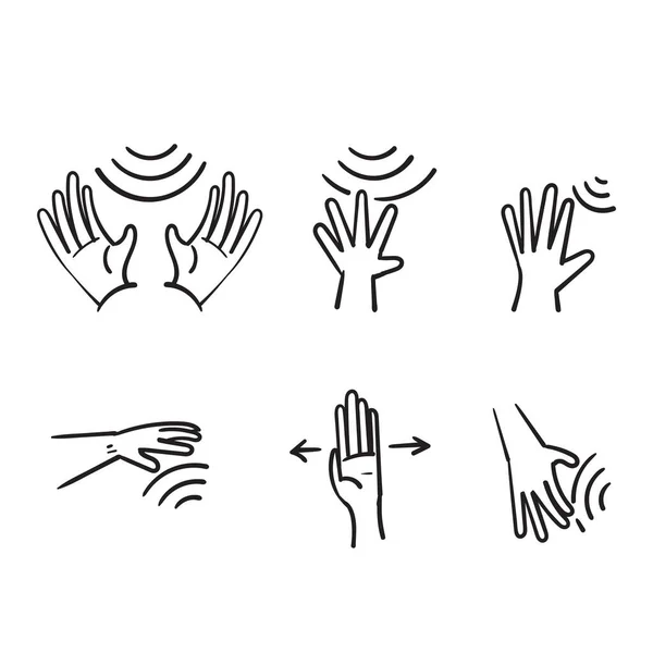 Hand Gezeichnet Doodle Handsignal Sensor Geste Illustration Vektor — Stockvektor