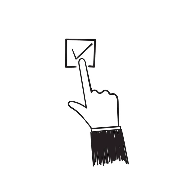 Hand Gezeichnet Doodle Finger Auswahl Und Tippen Sie Auf Die — Stockvektor