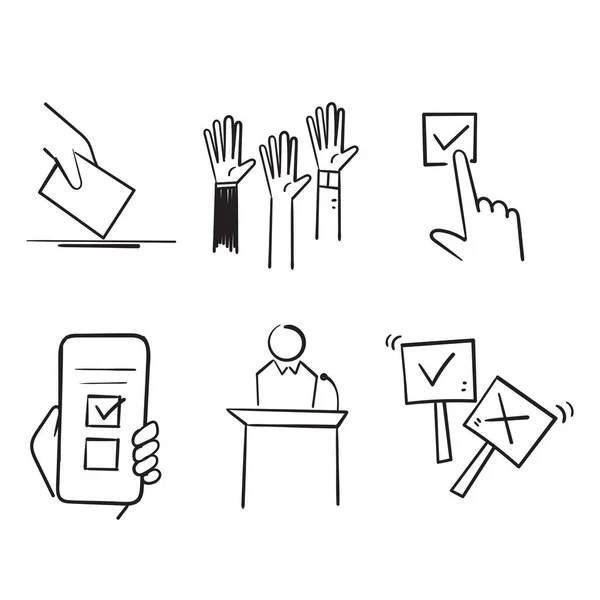 Håndtegnet Doodle Enkelt Sæt Stemme Relaterede Vektor Linje Ikoner Illustration – Stock-vektor