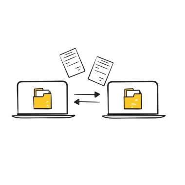 El çizimi doodle transfer dosyası çizim vektörü izole edildi