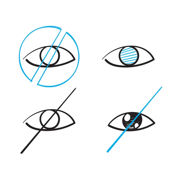 手绘涂鸦眼睛符号用于敏感内容说明性矢量隔离 — 图库矢量图片