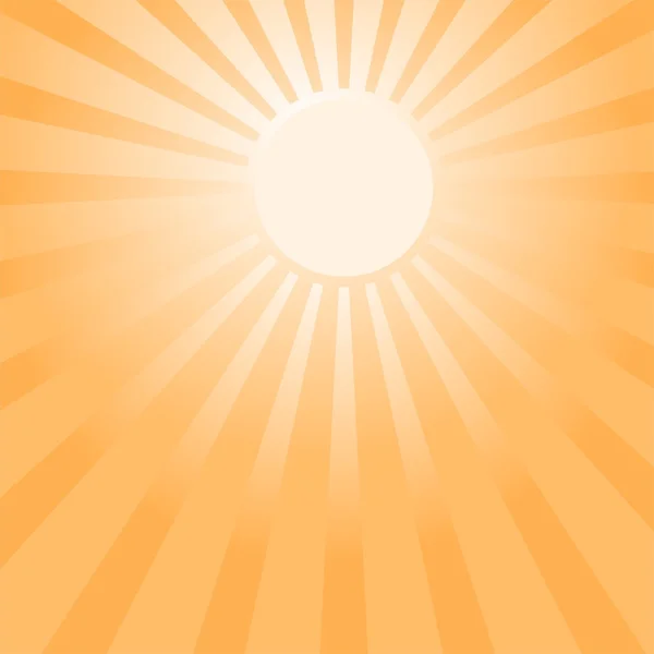 Sol naranja brillante en el cielo naranja con sol brillante en el medio y el rayo de luz naranja alrededor del sol — Archivo Imágenes Vectoriales