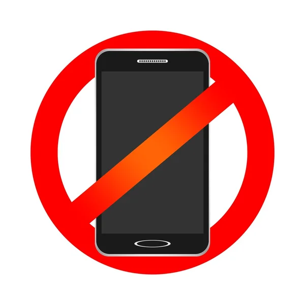Siyah cep telefonu yasağı işaretiyle üstü çizili smartphone beyaz zemin üzerine kırmızı bir işaret ile giriş yasakları