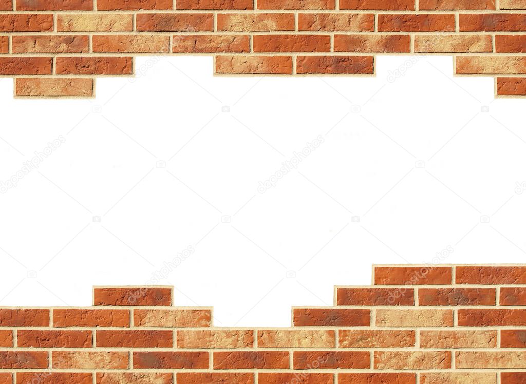 Old red brick wall texture background, orange stone block wall texture, rough and grunge surface as used for backdrop, wallpaper and graphic web design. Interior home new pattern designed structure