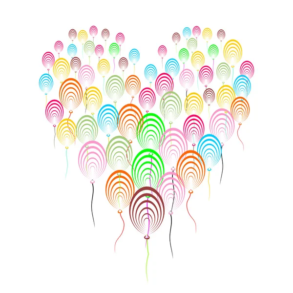 Coeur de ballons colorés — Image vectorielle