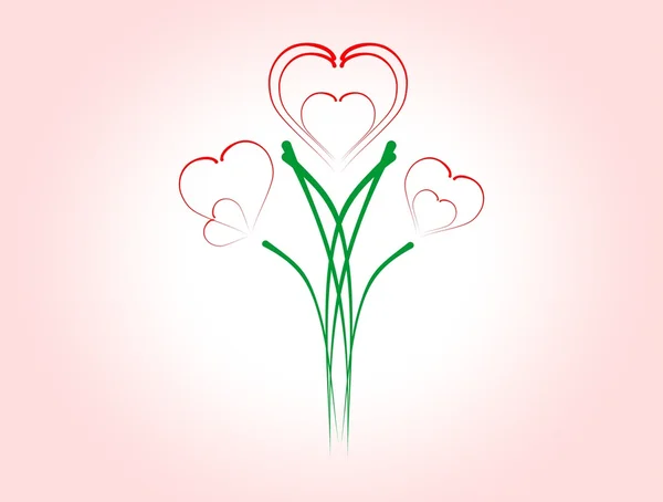 Hearts of flowers on a pink background — Stock Vector