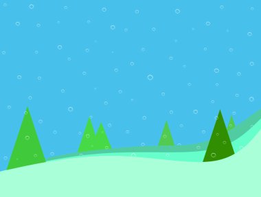 Kar, ağaçlar ve karlı hill ile kış manzarası