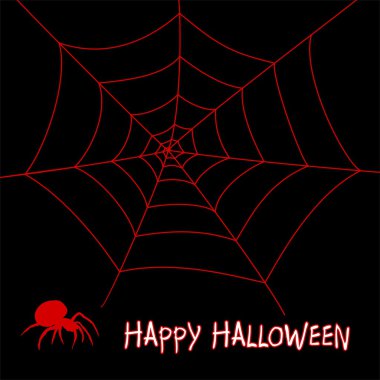 Cadılar Bayramı tebrik kanlı örümcek ve siyah bir arka plan üzerinde kanlı örümcek ağı ile