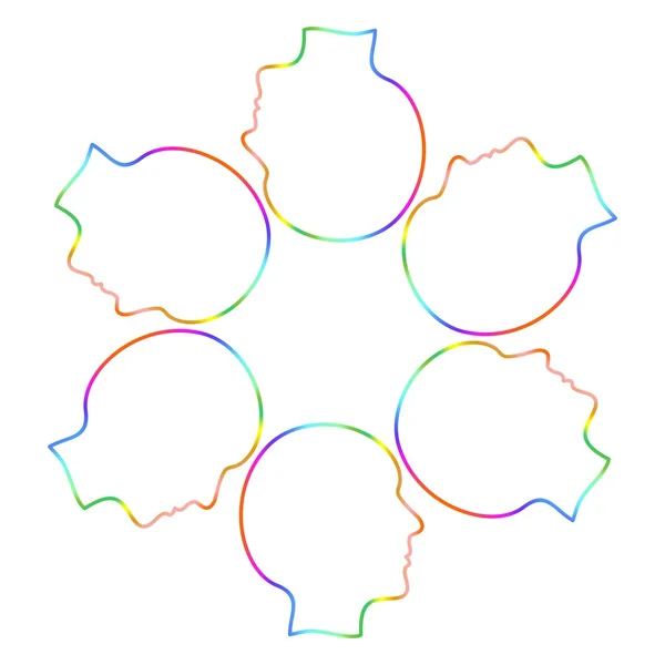 Sex färg huvuden i en cirkel ansluten ansikten — Stock vektor