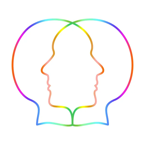 Deux visages colorés qui se chevauchent sur un fond blanc — Image vectorielle