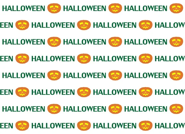 Halloween achtergrond met gezicht gesneden in de pompoen met een teken op een witte achtergrond — Stockvector