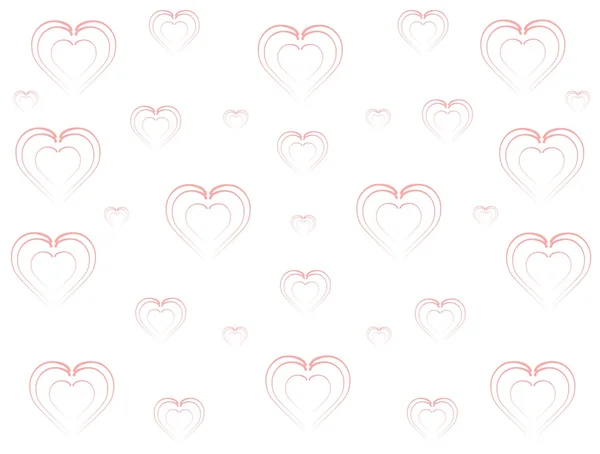 Білий фон з великими і малими рожевими серцями — стоковий вектор