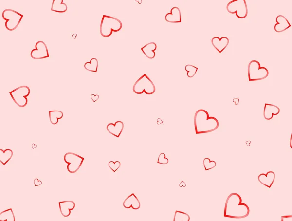 Corazones rojos sobre un fondo rosa — Archivo Imágenes Vectoriales