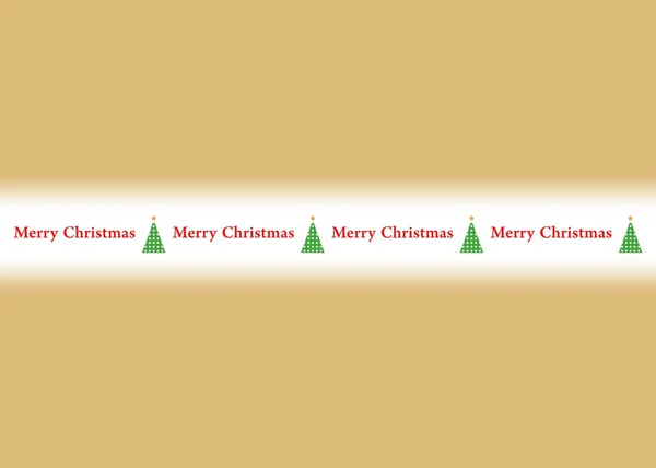 Fondo dorado y signo de Feliz Navidad con árboles verdes y una estrella brillante en el medio — Vector de stock