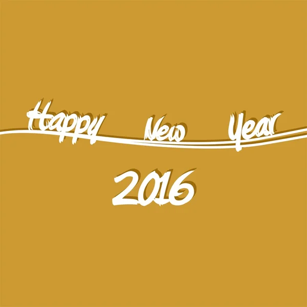 Złoty powitania nowego roku do 2016 z biały napis szczęśliwego nowego roku na linię falistą biały cień — Wektor stockowy