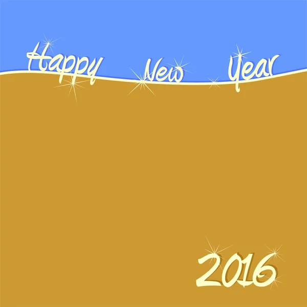 Noworoczne pozdrowienia na złotym tle z 2016 roku i na niebieskim tle z napisem szczęśliwego nowego roku z cienia — Wektor stockowy