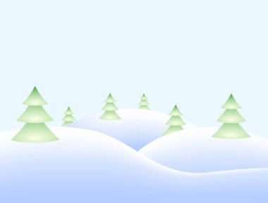 Karlı tepeleri ve karlı iğne yapraklı ağaçlar ile kış manzarası