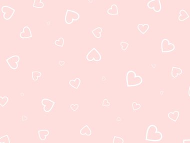 Pembe bir arka plan üzerinde beyaz kontur Kalpler