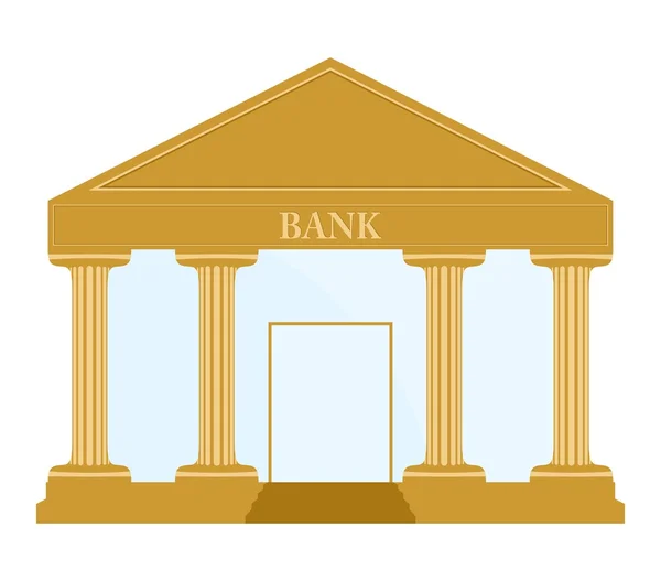 Bâtiment Gold Bank avec colonnes, escaliers, inscription sur le toit porte de banque et mur de verre — Image vectorielle