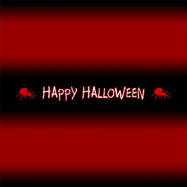 El saludo de Halloween con dos arañas y feliz inscripción de halloween sobre un fondo negro con rayas rojas — Archivo Imágenes Vectoriales