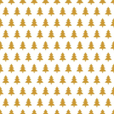 Üst üste dönüşümlü olarak beyaz zemin üzerine altın Noel ağacı