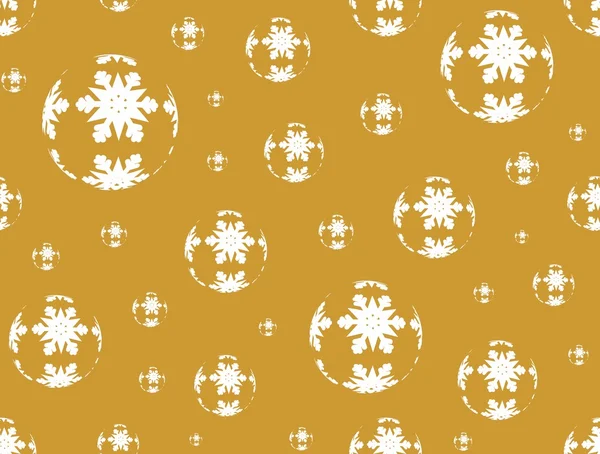 Gouden Kerstmis achtergrond met gouden kerstballen ingericht met witte sneeuwvlokken — Stockvector