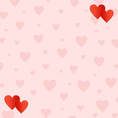 İki kırmızı kalp alt sol tebrik Sevgililer pembe ve pembe kalpler ile pembe bir arka plan üzerinde sağ üst