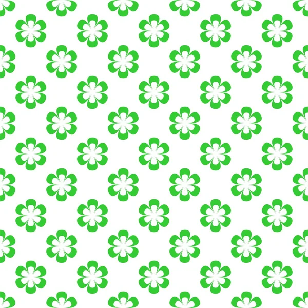 绿色的花在行和下互相交替在白色背景上的背景 — 图库矢量图片