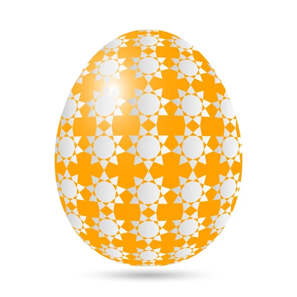 Huevo de primavera naranja con imágenes blancas grises con el resplandor del sol y la sombra sobre un fondo blanco — Archivo Imágenes Vectoriales