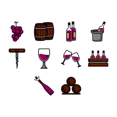 Çizgi film şarap ikonu vektörü koleksiyonu